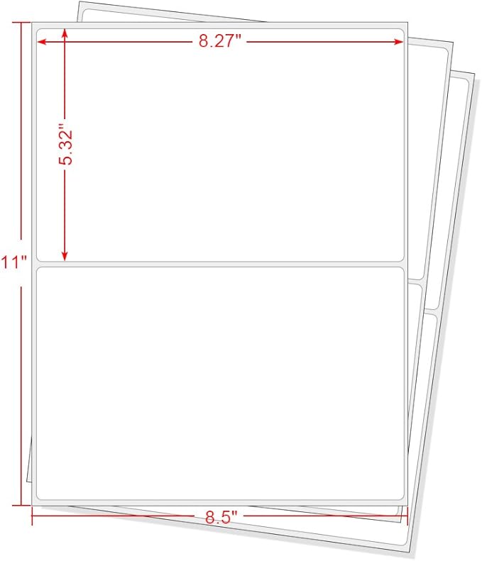 MFLABEL® Round Conrner Half Sheet Shipping Labels 2-UP Click-n-Ship Mailing Postage Labels(2000Labels)