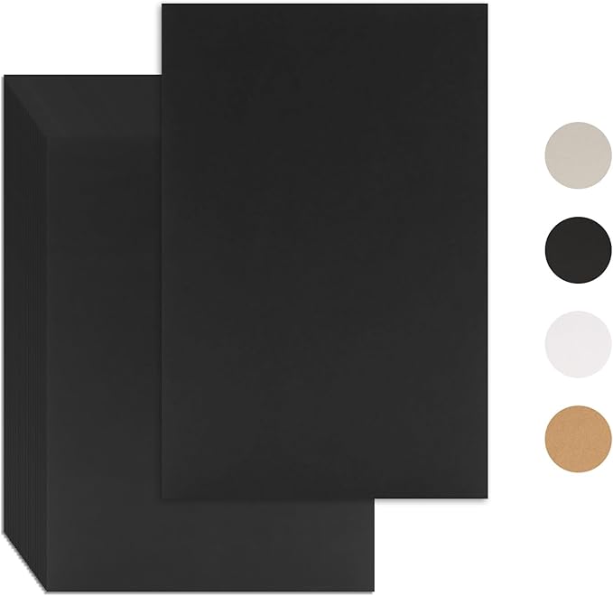 25 Pcs Book Board, Binder Board, Cover Board, Heavy Duty Chipboard for Book Binding, DIY Cardboard (Black, A5 80PT)-DeskLoop Office