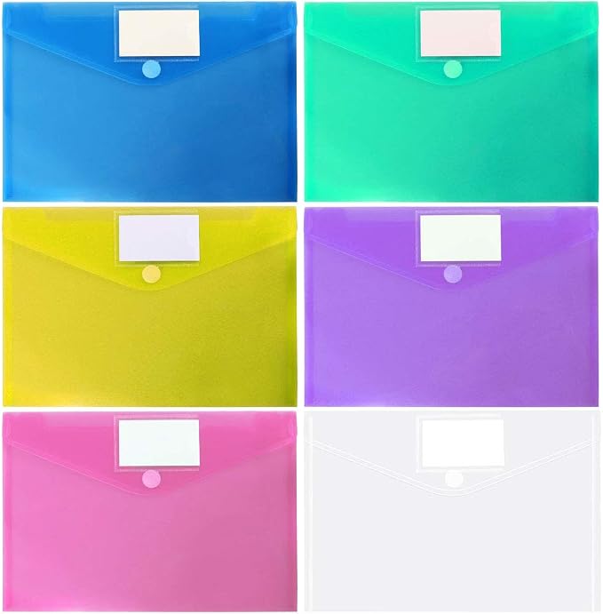 6 Pack Plastic Poly Filing Envelopes, 6 Assorted Color - Image 7