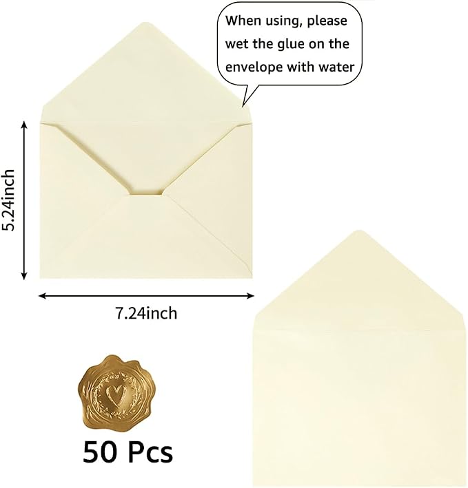 50 Pack A7 Cream Color 5x7 Envelopes Invitation Envelopes - Image 2