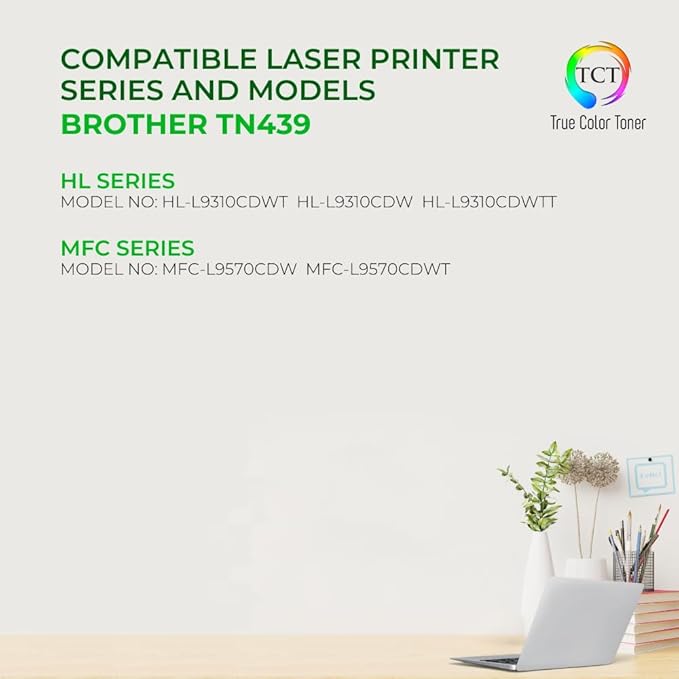 TCT TN439 Yellow Toner Cartridge - Compatible Replacement for Brother TN439 TN-439 TN439Y Yellow Works with Brother HL-L8360CDW L8360CDWT MFC-L8900CDW L9570CDW Printers (9,000 Pages)