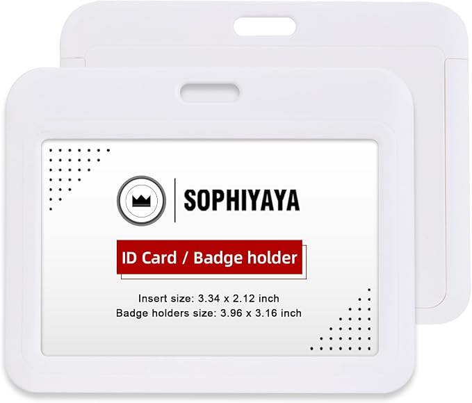 2 Pack Sliding Horizontal Badge Holder Hard Plastic Key Card Work Badge Sleeve - Image 7