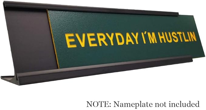 2" x 10" Aluminum Desk Name Plate Holder, Office Business Desk Sign Holder Desktop-5 Pack (Black)-DeskLoop Office