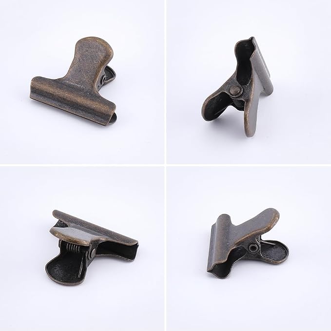 CRASPIRE 12Pcs Vintage Metal Food Bag Hinge Clips 1 Inch Small Binder Clips - Image 7