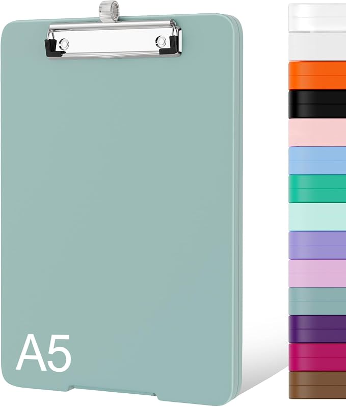 Piasoenc Small Clipboard with Storage, Clip Board with Pen Holder, Teal | A5 by Piasoenc