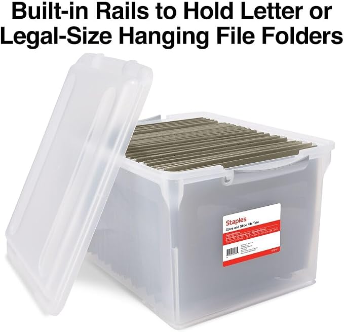 STAPLES Store & Slide Plastic File Box Latching, Letter/Legal Size - Image 7