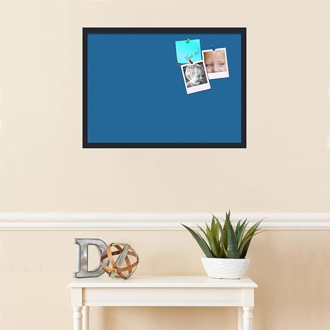 PinPix 28x20 Inch Cork Bulletin Board. This Decorative Framed Pin Board Comes with Navy Pastel Design and a Satin Black Frame. Ideal for Home Office Decor or Message Board (PinPix-1811)-DeskLoop Office