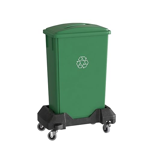 23 Gallon Green Recycle Slim Jim Trash Can with Paper Slot and Dolly-DeskLoop Office