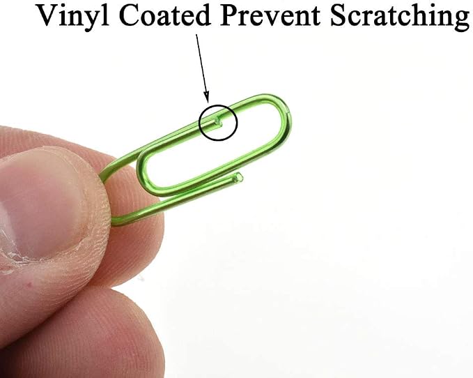 HAHIYO Paper Clips 1.1" Length Green Paperclips Bright Colors Vinyl Coated - Image 3