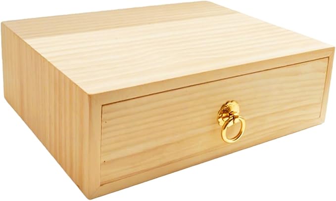 Natural Wooden Storage Box Desk Drawer Single Wood Cabinet Organizer Drawer by LONGTAO