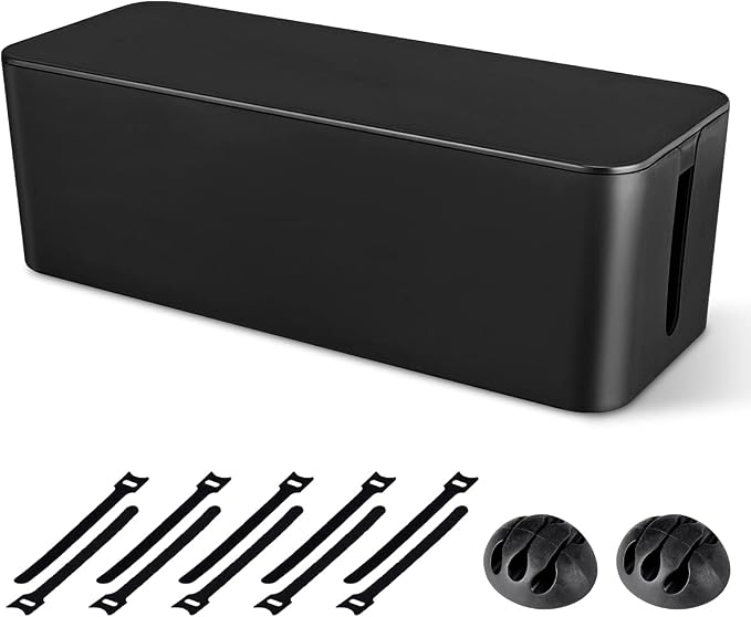 Cable Management Box, Large Cord Organizer Box to Hide Power Strip & Under Desk by Naeety