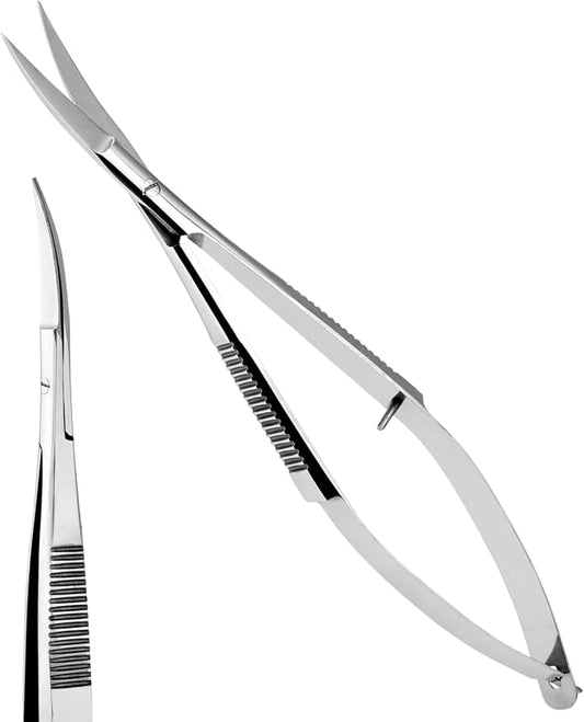 Cross Edge Curved Spring Scissors 5 Inch Stainless Steel Precision Eyebrow & by MyLashToolsByCrossEdge