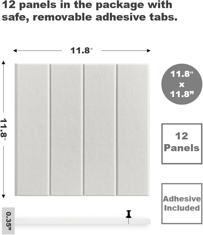 Large Cork Board Alternative - 12-Pack Felt Wall Tiles with Safe Removable Adhesive Tabs, Cork Wall Tiles Bulletin Board Home Office Essentials - Warm White-DeskLoop Office
