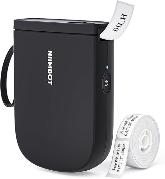 NIIMBOT Label Maker Bluetooth Mini Label Printer D11 2024 Version, Portable Label Maker with Tape Thermal Sticker Small Labeler, 300 DPI High Clearity Rechargeable, Black-DeskLoop Office