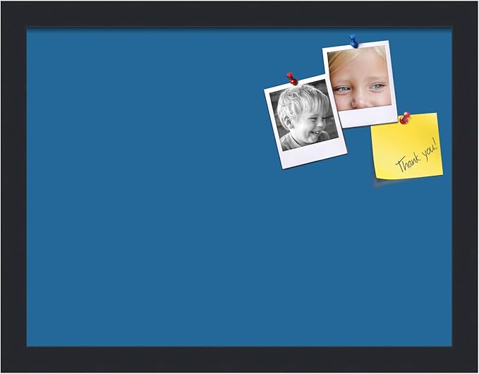 PinPix 16x12 Inch Cork Bulletin Board. This Decorative Framed Pin Board Comes with Navy Pastel Design and a Satin Black Frame. Ideal for Home Office Decor or Message Board (PinPix-1811)-DeskLoop Office