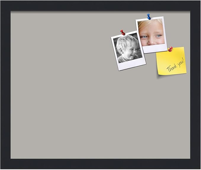 PinPix 17x14 Inch Cork Bulletin Board. This Decorative Framed Pin Board Comes with Dark Stone Design and a Satin Black Frame. Ideal for Home Office Decor or Message Board (PinPix-1808)-DeskLoop Office