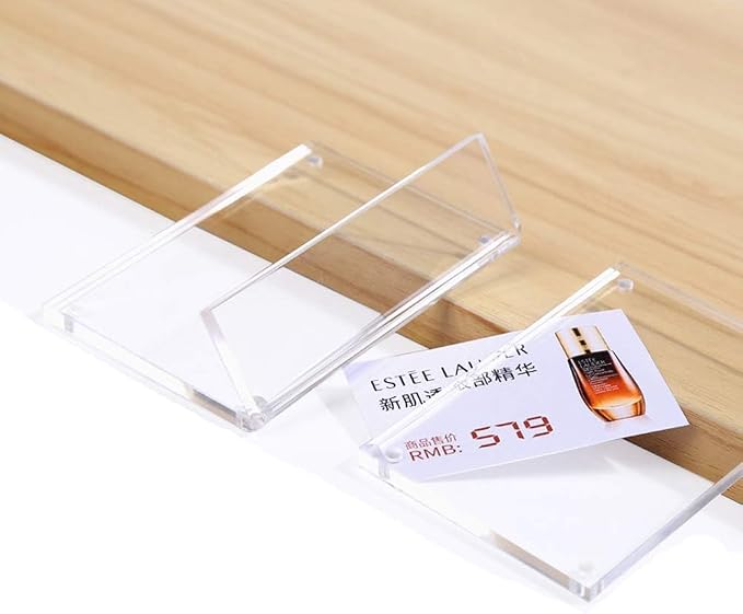 2 Pack Acrylic Label Holder Price Tag Displays Sign Holder Horizontal Slanted - Image 5