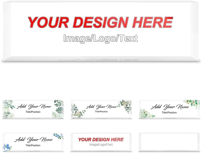 Custom Name Plate for Desk Personalized Acrylic Blocks Customizable Logo Name by OHAJPAK
