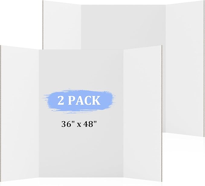 2 Pack 36" x 48" Trifold Poster Board for Presentation, White Corrugated Cardboard Large Tri Fold Poster Board for Science Fair, Office & School Projects, Photo Displays, Exhibitions Event-DeskLoop Office