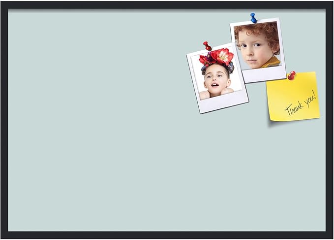 PinPix 40x28 Inch Cork Bulletin Board. This Decorative Framed Pin Board Comes with Soft Blue Design and a Satin Black Frame. Ideal for Home Office Decor or Message Board (PinPix-1814)-DeskLoop Office