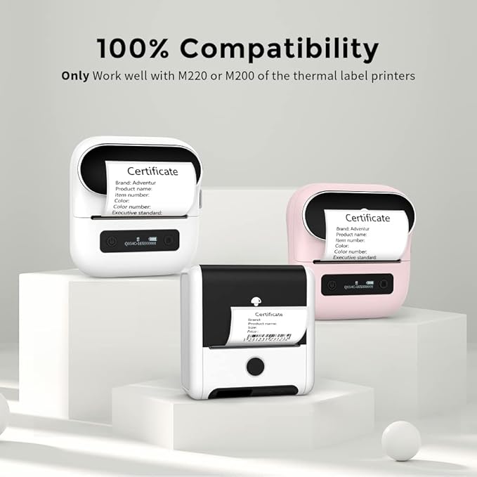 Phomemo 3 Roll 1.96" x 3.14" Multi-Purpose Thermal Label Compatible with M110/M220/M108/M250/M260/ M150/ M120/M200/M221 Printer,100 Labels/Roll,for Barcode,Name,Address,Labeling,Mailing,Business-DeskLoop Office