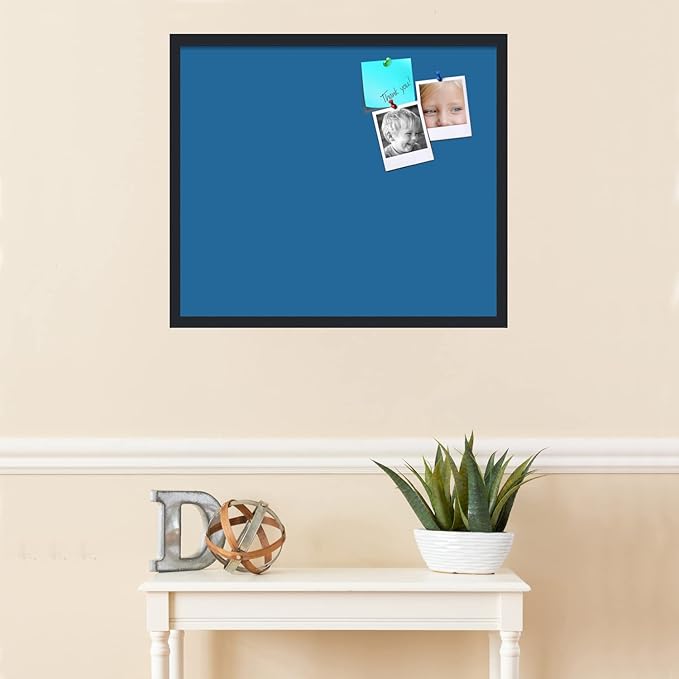 PinPix 28x24 Inch Cork Bulletin Board. This Decorative Framed Pin Board Comes with Navy Pastel Design and a Satin Black Frame. Ideal for Home Office Decor or Message Board (PinPix-1811)-DeskLoop Office