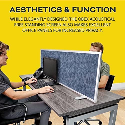 OBEX Acoustical Free Standing Privacy Screen, Cubicle Accessories Desk Privacy Panel, Desk Dividers for Office, Office Furniture Partitions Portable Sound Proof Dividers, 24" x 24", Graphite-DeskLoop Office