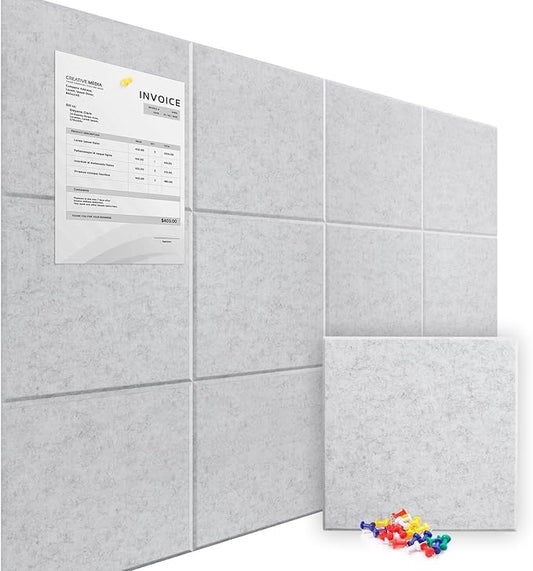 Large Cork Board for Walls 47" x 35" 12 Pack Black Bulletin Boards Felt Wall Tiles with Safe Removable Adhesive Corkboards for Office Home,Grey-DeskLoop Office