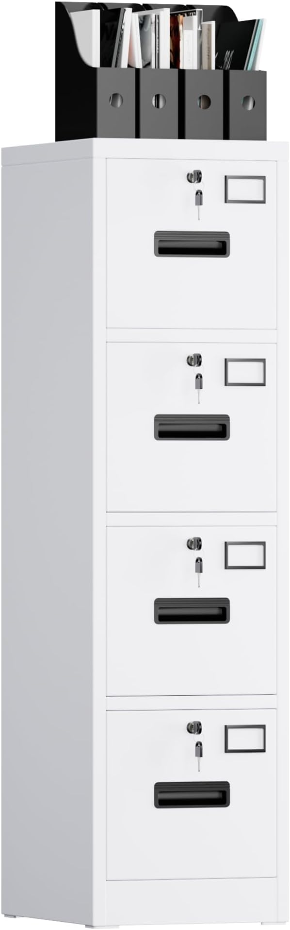 4 Drawer File Cabinet, Metal Vertical File Storage Cabinet with Lock, Office Home Steel Vertical File Cabinet for A4 Letter/Legal Size, 14.96" W x 17.72" D x 55.2" H, Assembly Required-DeskLoop Office