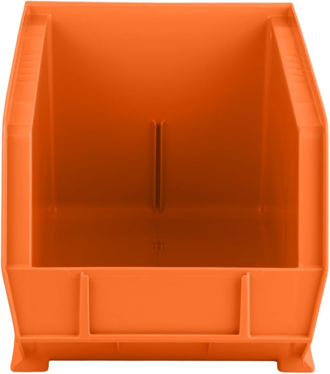 Hudson Exchange 15" x 8" x 7" (6 Pack) Plastic Stackable Storage Bin and Hanging Container, Orange-DeskLoop Office