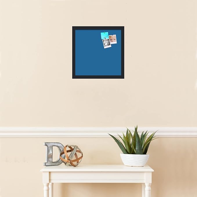 PinPix 14x14 Inch Cork Bulletin Board. This Decorative Framed Pin Board Comes with Navy Pastel Design and a Satin Black Frame. Ideal for Home Office Decor or Message Board (PinPix-1811)-DeskLoop Office