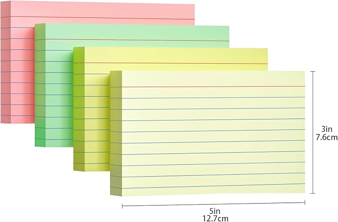 200 PCS Colored Index Cards 3x5, Ruled Index Cards, Flash Cards - Image 2