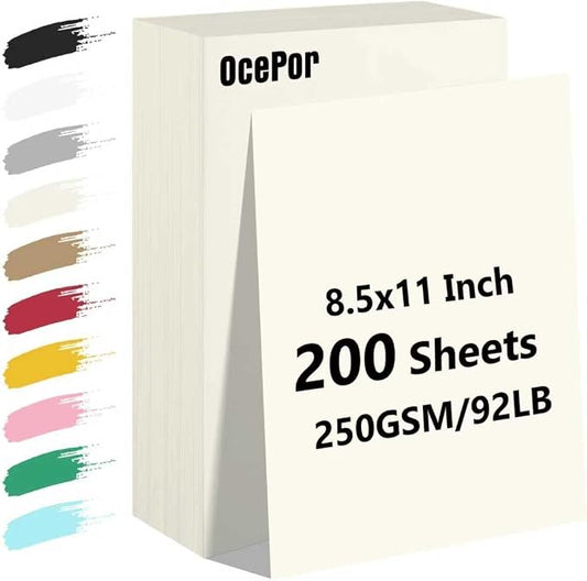 OcePor 200 Sheets Cream Cardstock Paper, Colored Printer Paper 8.5 x 11 by OcePor