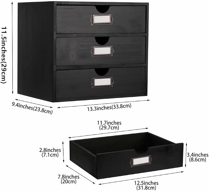 Wooden Storage Box Rustic Desktop Organizer - Image 3