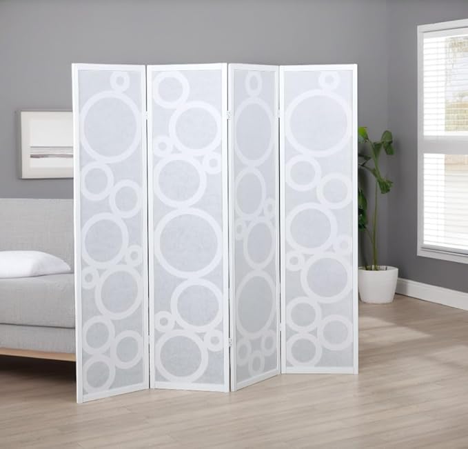 NicBex Room Divider 4 Panel Room Dividers with Circle Pattern Partition Room Dividers and Folding Privacy Screens Wall Divider for Home, Office, Room Separation,70" W x 1" D x 70" H, White-DeskLoop Office