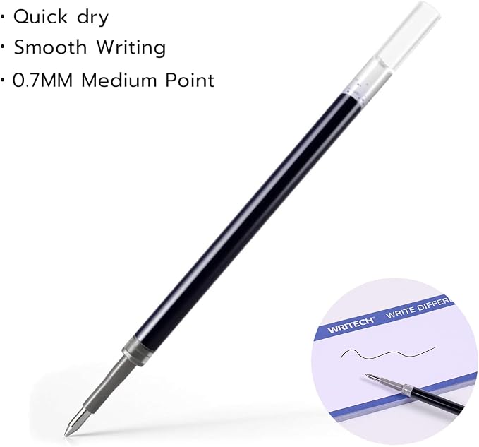 WRITECH Liquid Gel Pen Refills: Fine Point 0.7mm Black Ink Refill - Image 3