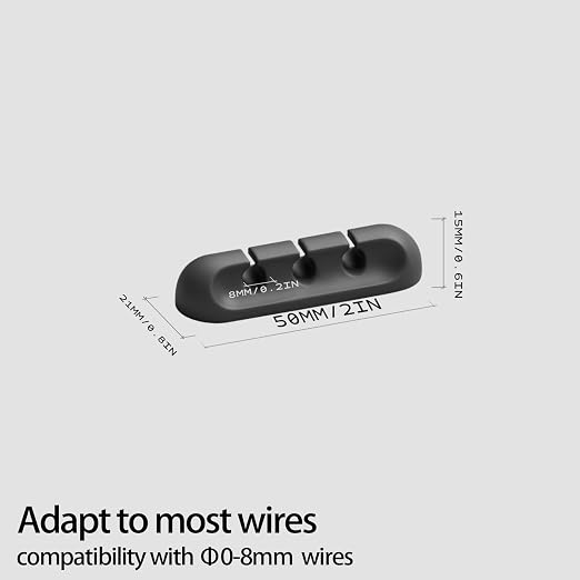 Apromisith USB Cable Organizer Clips Cord Holder, 12 Packs Black Self Adhesive - Image 2