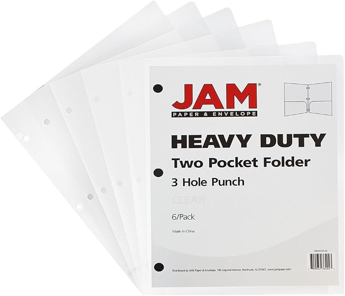 JAM PAPER Heavy Duty Plastic 3 Hole Punch Pocket Folders - Image 2