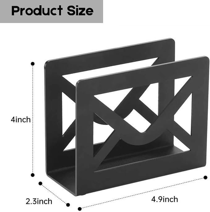 Desktop Metal Mail Holder, Modern Black Letter Organizer - Image 2