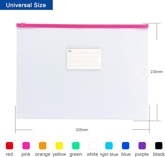 Tamaki 10 Pack Plastic Envelope, Files Zipper Folders, 13 x 9.25 Inch | Poly - Image 3