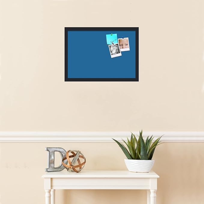 PinPix 20x14 Inch Cork Bulletin Board. This Decorative Framed Pin Board Comes with Navy Pastel Design and a Satin Black Frame. Ideal for Home Office Decor or Message Board (PinPix-1811)-DeskLoop Office