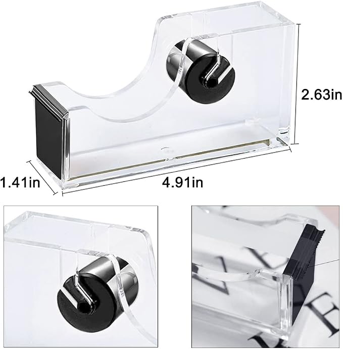 Acrylic Black Tape Dispenser and Desktop Stapler, Includes Staple Remover - Image 4