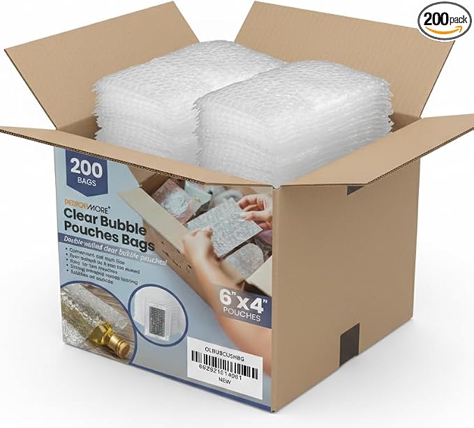 200 Pack Bubble Cushioning Pouches 4" x 6" – Small Bubble Wrap Bags by RingBinder