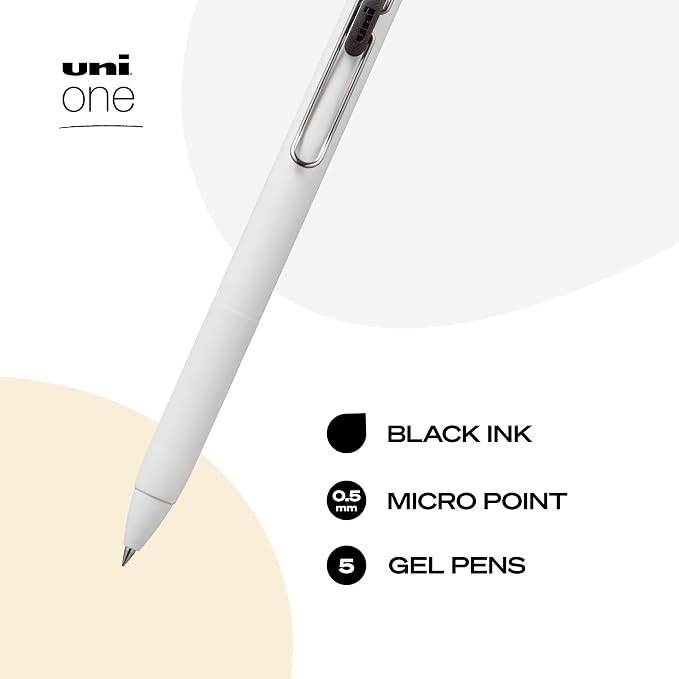 uniball one Retractable Gel Pens, Micro Point, 5 Pack - Image 3