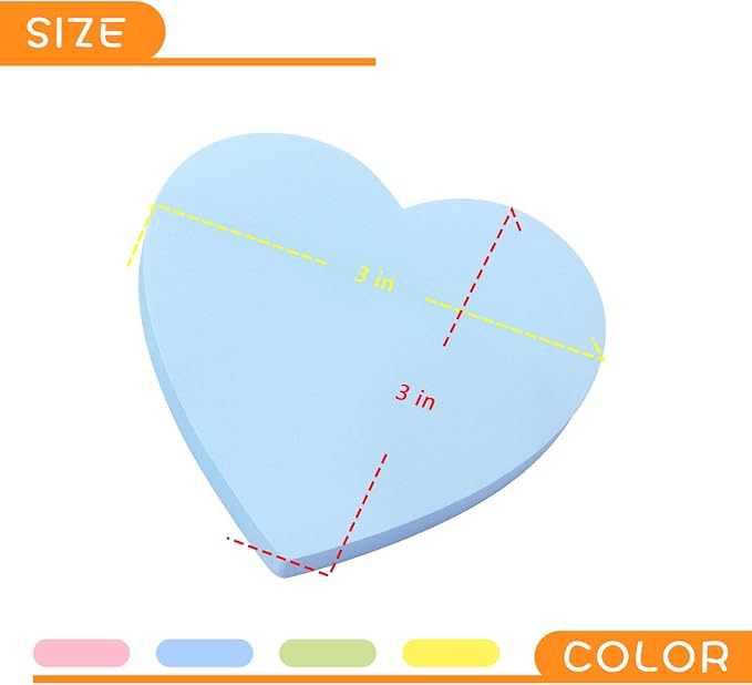 Heart Shape Sticky Notes 4 Color Pastel Colorful Sticky Pad 75 Sheets/Pad - Image 4