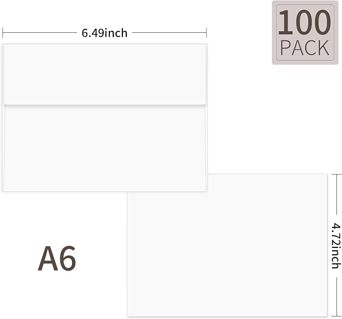 100 Packs White 4x6 Envelopes for Invitation Card, A6 Small Envelopes Self Seal - Image 2