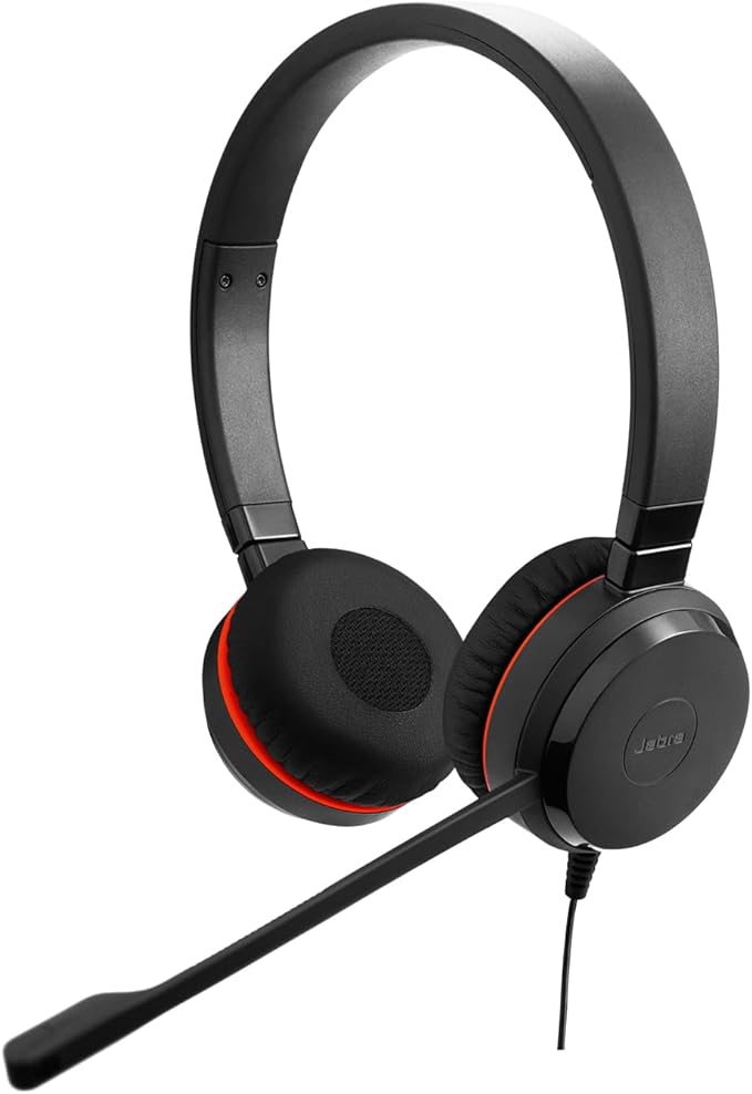 Jabra Evolve 30 II Wired Dual-Ear Headset with Mic for Work - 3.5mm Jack or USB-A/USB-C Connectivity, Computer Headset with Noise-Cancelling Microphone, Microsoft Teams Certified, Call Control – Black-DeskLoop Office