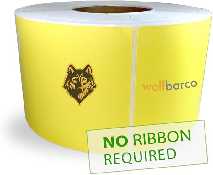 Direct Thermal (Heat Transfer) Paper Label/Industrial Grade 4"X 6" Yellow, with Perforation, 3" Core, 8" OD,1000 Pcs/Roll (4 Rolls per Box), Compatible with Zebra, Godex and Datamax Printers-DeskLoop Office