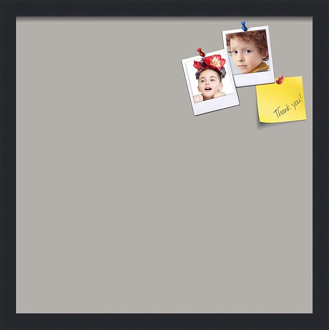 PinPix 18x18 Inch Cork Bulletin Board. This Decorative Framed Pin Board Comes with Dark Stone Design and a Satin Black Frame. Ideal for Home Office Decor or Message Board (PinPix-1808)-DeskLoop Office