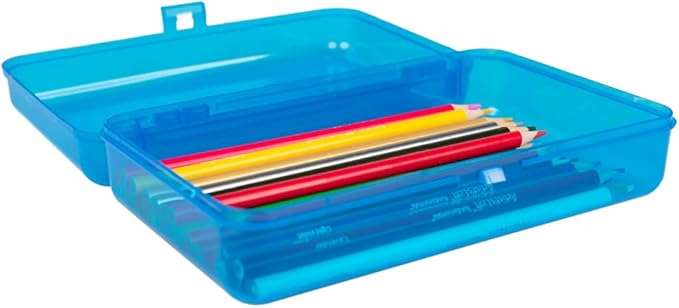 Craft County | Transparent Pencil Box | Colored Utility Box Storage Office Supplies Organizer | Pink-DeskLoop Office